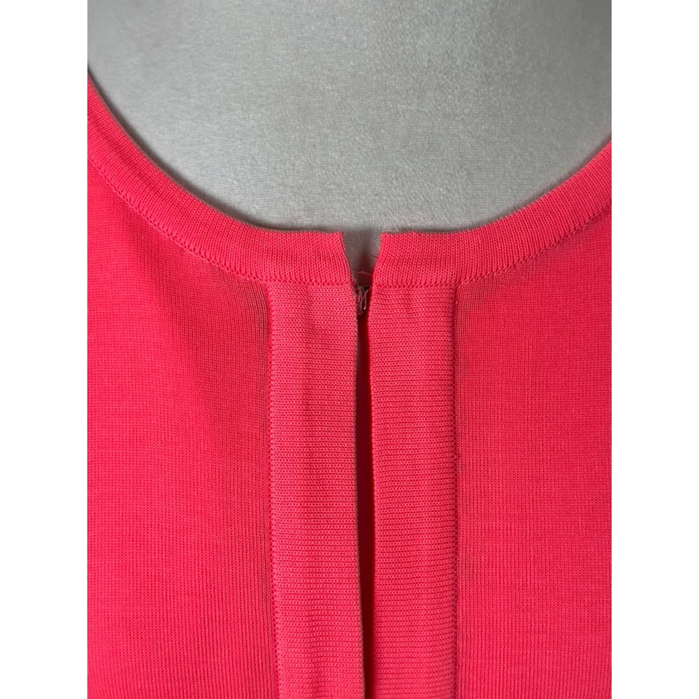 Misook Coral Pink Cardigan Diamond Cut-out Accents Boxy Artsy Chic Size XL